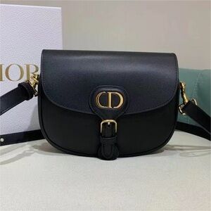 🔥DIOR Bobby Flap Bag Black Grained Calfskin